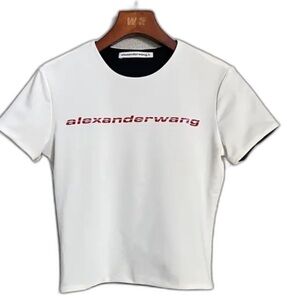 Alexander Wang White T-Shirt with Red Logo